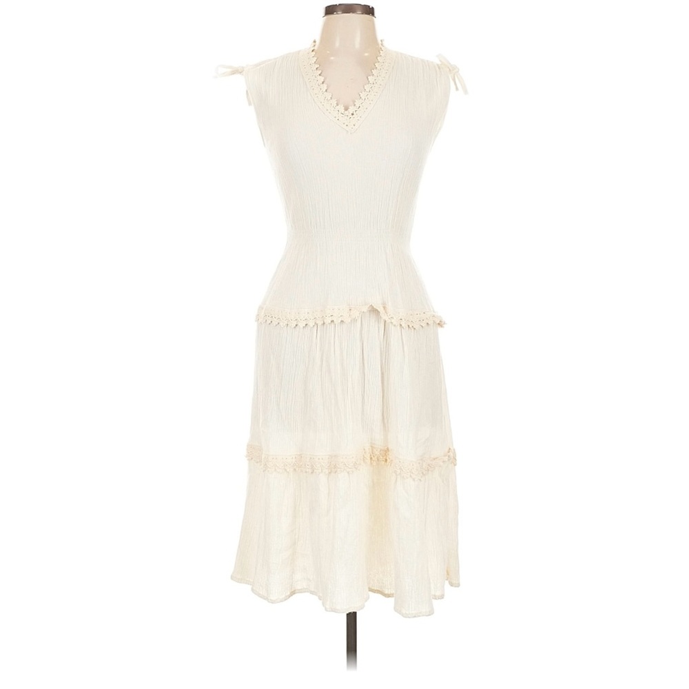 🤍 Handmade in Greece 100% Gauzy Cotton Dress — Cream, Adjustable Fit (S–L)